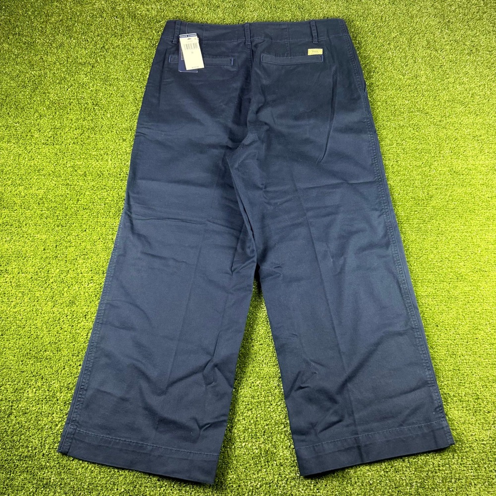 Polo Ralph Lauren Womens Navy Blue Wide Leg Chino Pants High Rise Size 10